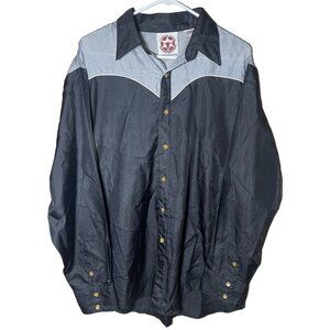 VTG Stable Gear Western Wear Black and Gray Long Sleeve Button Up Shirt XL